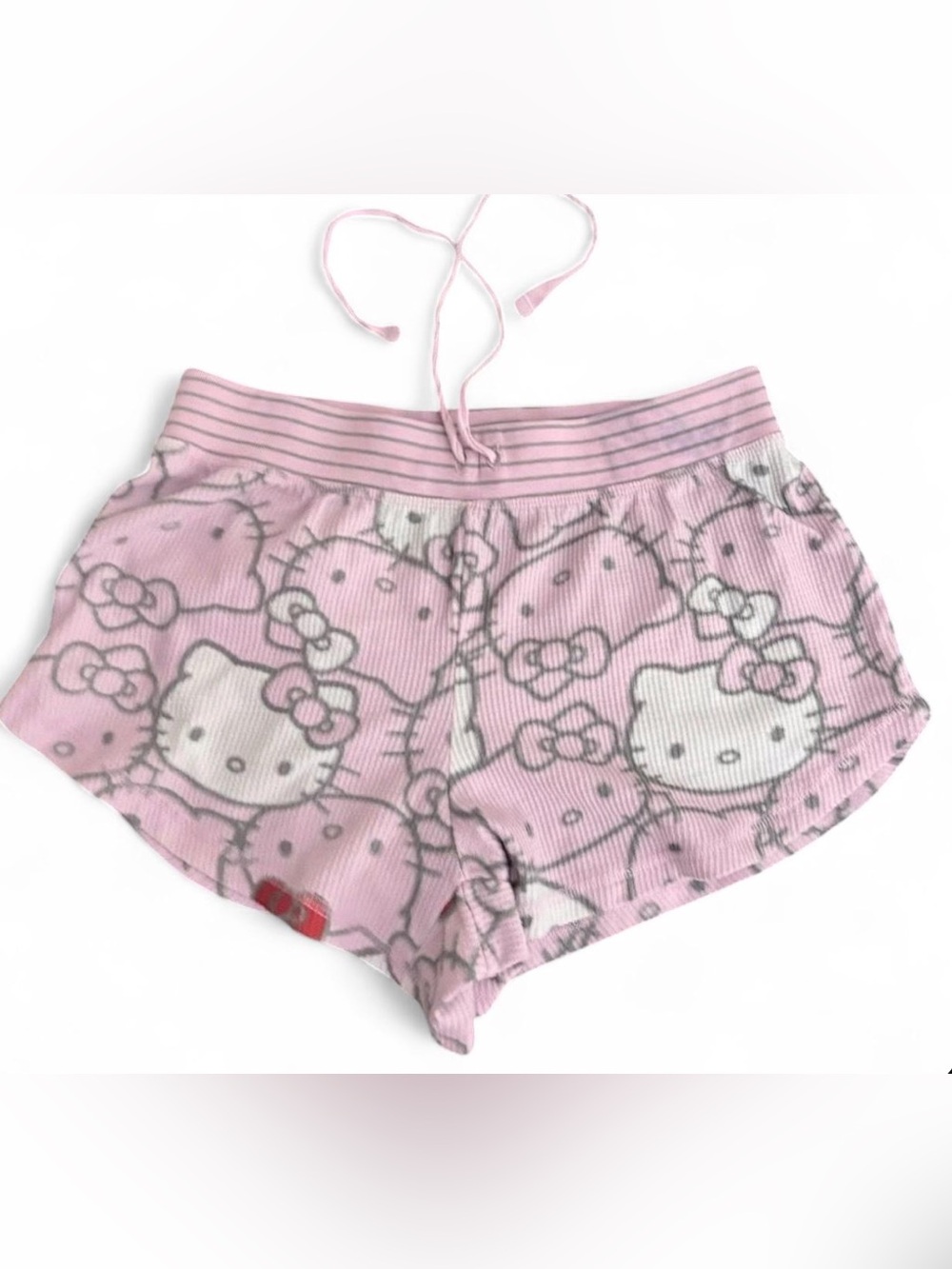SANRIO Hello Kitty Light Pink Ribbed Lounge Shorts with Drawstring Small